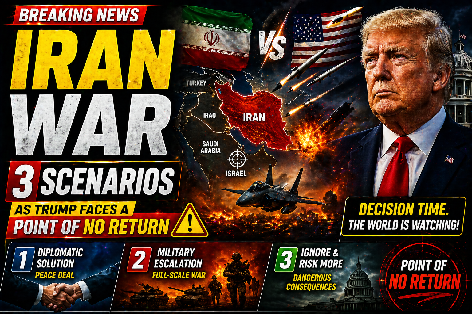Iran War: 3 Scenarios as Trump Faces a Point of No Return