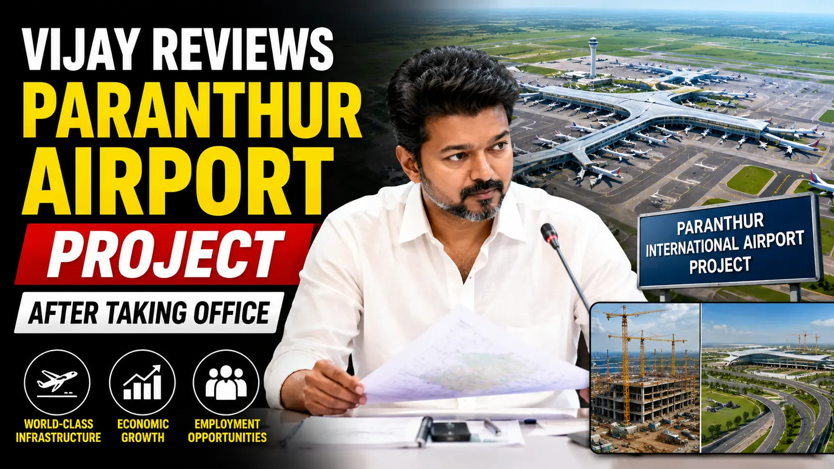 Vijay reviews Paranthur airport project